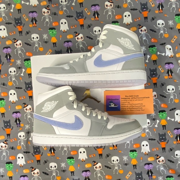 Nike Air Jordan 1 Mid White Wolf Grey Aluminum - Picture 2 of 4